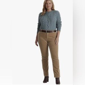 Lauren Ralph Mid-Rise Corduroy Stretch Pant Truffle